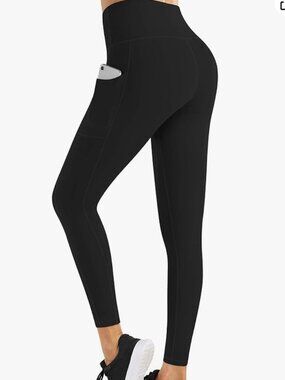 Fengbay Women’s Black High Waist with Pockets Workout Leggings – XL - NEW!